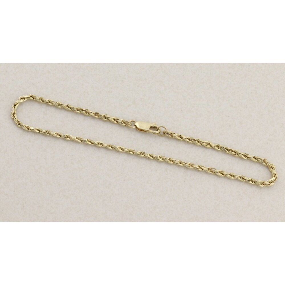 14K Yellow Gold Rope Chain Anklet 9.5" or Men's 14k Gold Bracelet